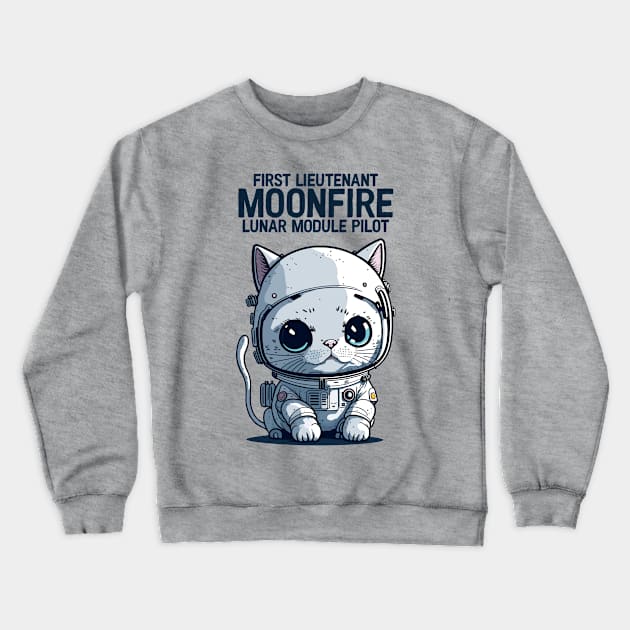 Moonfire Cat Astronaut Crewneck Sweatshirt by Kingrocker Clothing